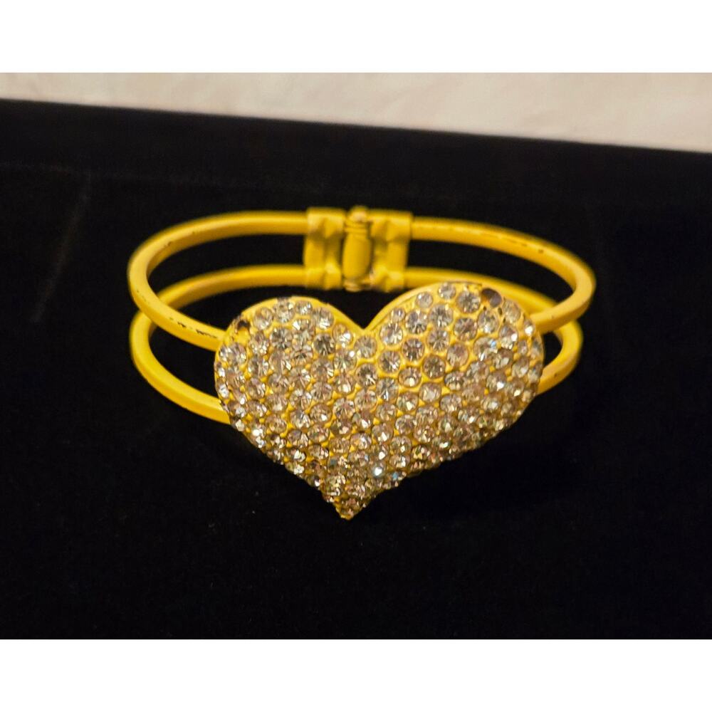 Vintage Y2K Yellow Crystal Heart Clasp Bracelet